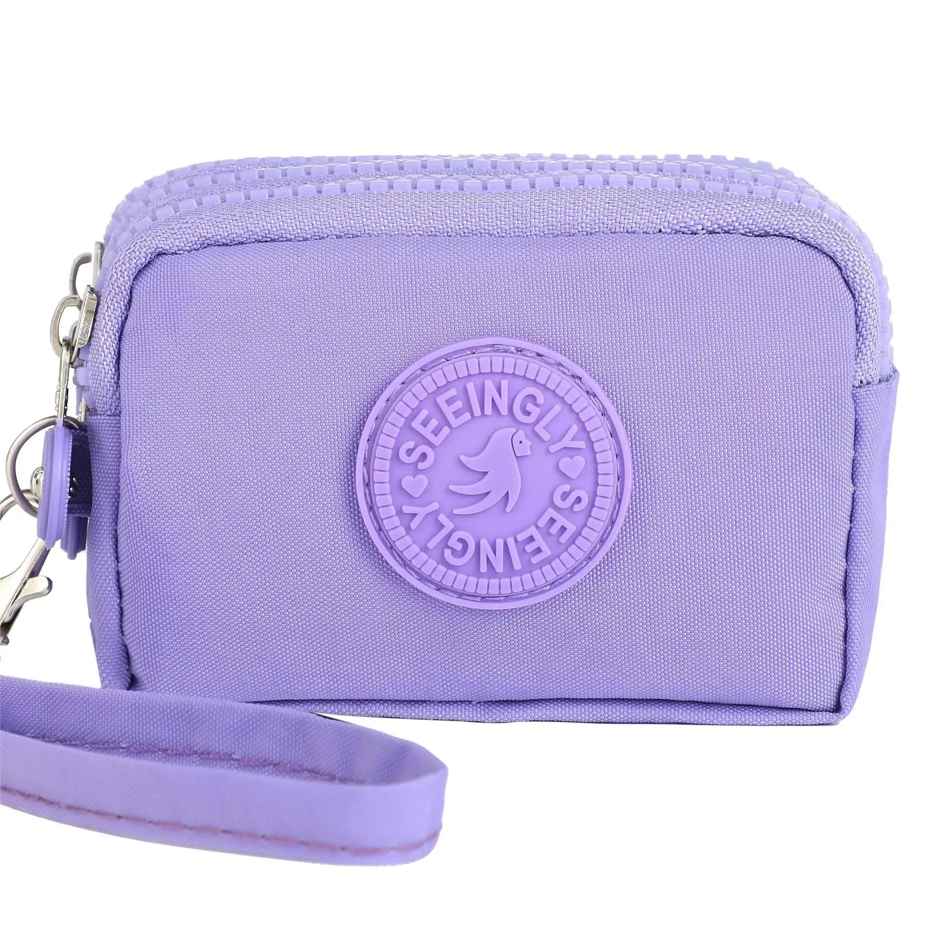 

Твердый трехслойный кошелек на молнии для монет, большой емкости, сумки-кошельки, банковские кредитные карты, держатели удостоверений личности, ключи, сумки для хранения наушников фиолетовый