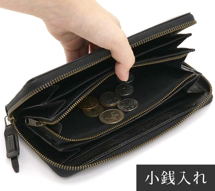 AVIREX BEIDE Round Zipper Long Wallet Long Wallet Leather AX9102