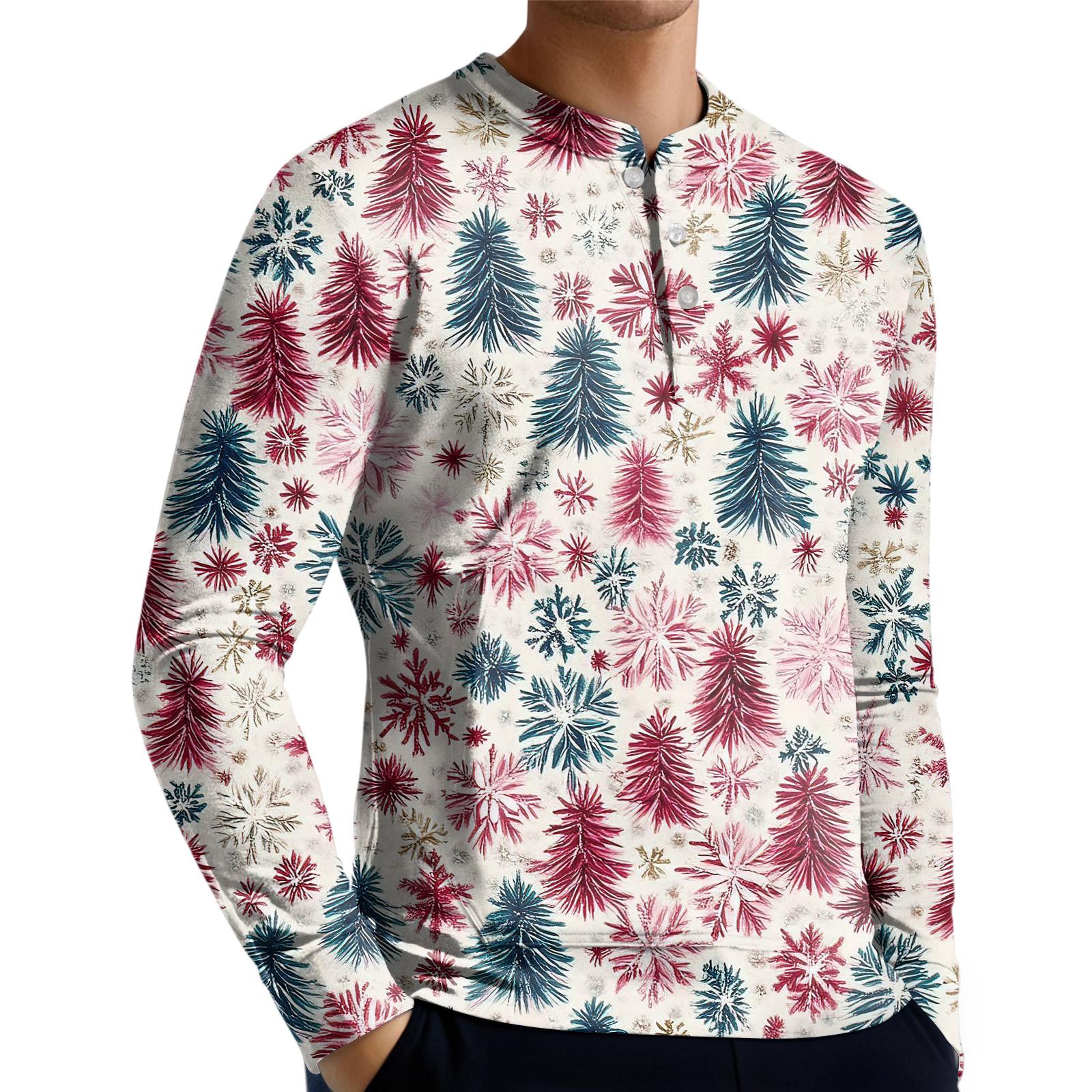 

Men s Casual Button-Down Sweatshirt Fashion Printed Long Sleeve Shirt Pullover XL