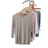 T-shirt Modal à Manches Sept-Quarts Hypoallergénique pour Femme - Couche de Base Confortable et Polyvalente à Col Rond pour le Printemps/Été.