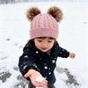 3Pcs/Set Children Hat Scarf Gloves Set Plush Ball Decor Twist Texture Solid Color Knitting Hat Long Scarf Gloves Set