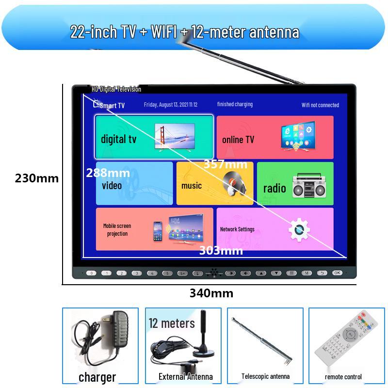Compact Wireless Digital TV with WiFi and Terrestrial Signal for Seniors - Perfect for Watching Shows, Singing, and Square Dancing