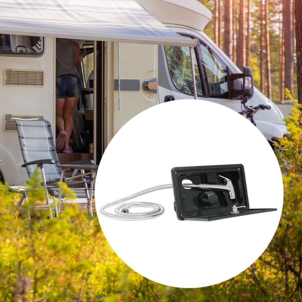 Exterior RV Shower Box Kit with Key Lock Portable Pull Out Head for Travel Trailer Van Outdoor Accessories