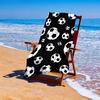 1-piece Football Pattern Beach Towel-High contrast black and white design, super soft and quick-drying microfiber, suitable f