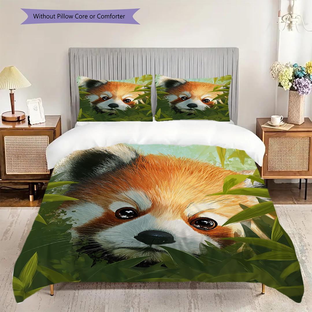 

Red Panda Pattern Bedding Quilt Set Quilt Cover Pillowcase Home Decoration Birthday Gift (1 * duvet cover + 2 * pillowcase, without core) 135x200cm