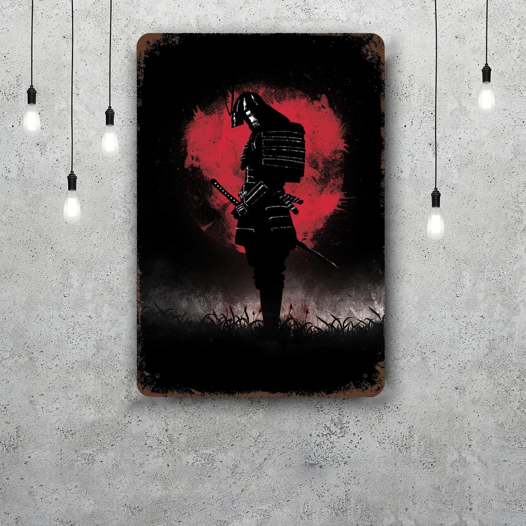 Samurai Warrior Vintage Metal Tin Signs Posters Decor Retro Metal Plaque Wall Art Decor for Garage Bar