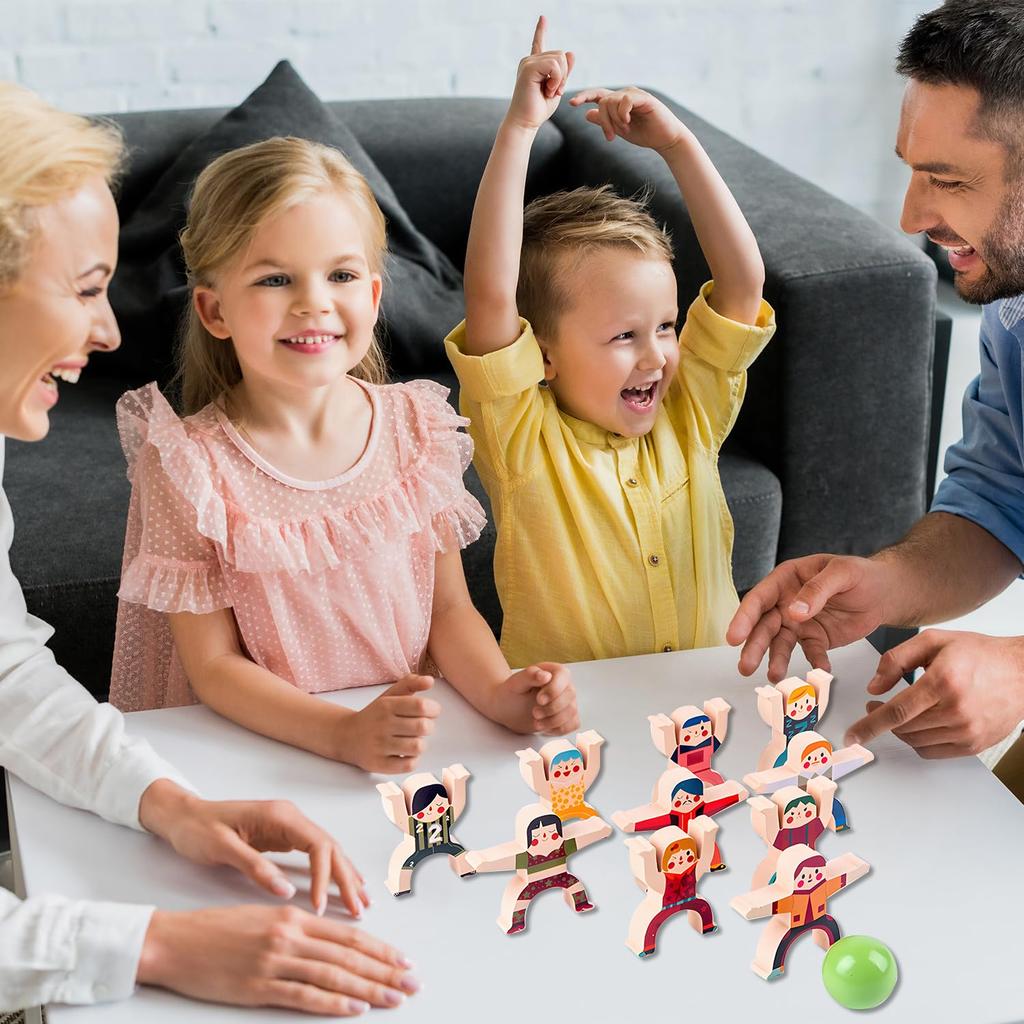 SINGERTOP Balance Sumo Wrestler 3D Wooden Balance Board Building Domino Table Stacking Educational Montessori Focus and Finger Boys and 3rd Birthday