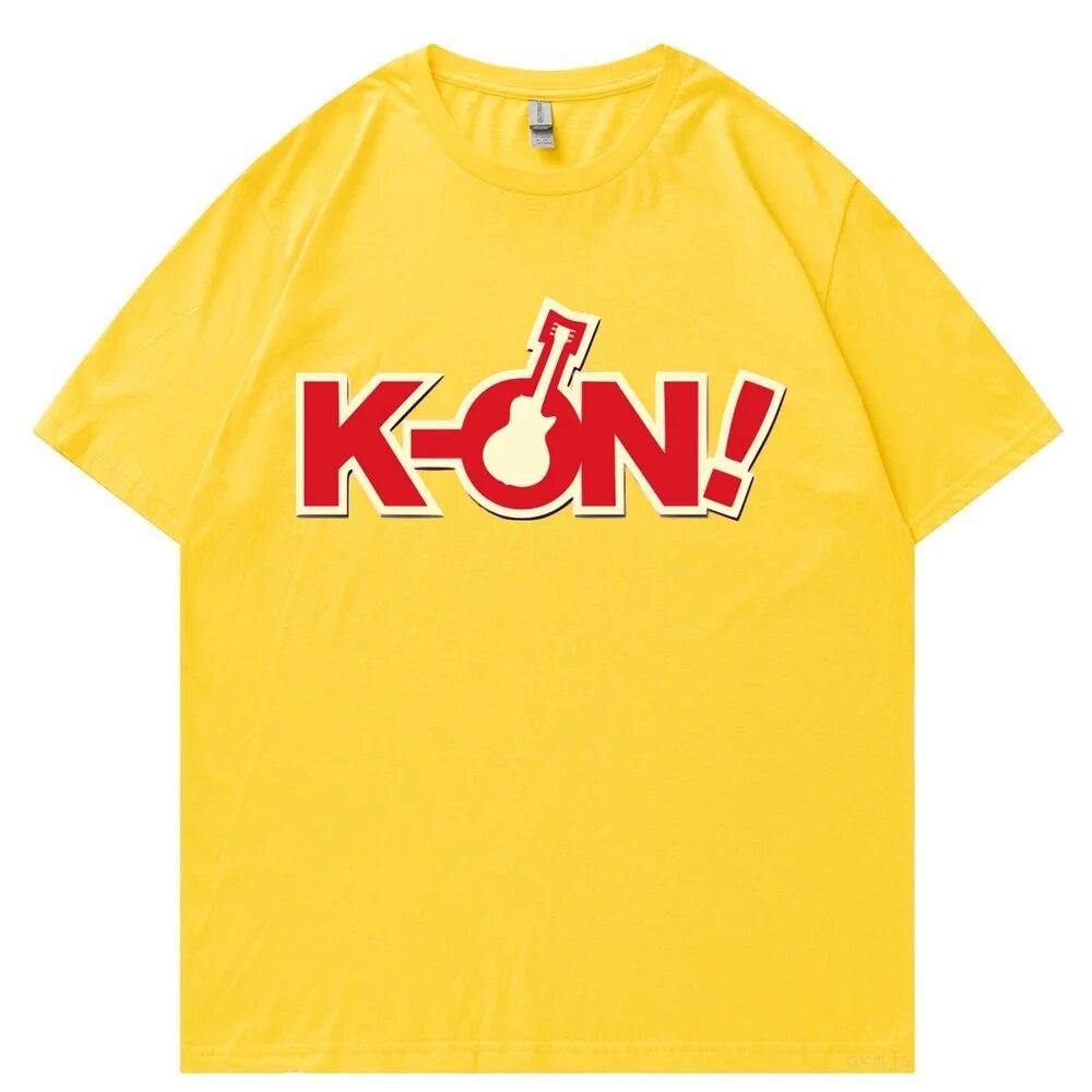 T-Shirt Unisex k-on Grafik weißes T-Shirt Vintage Grunge Japan T-Shirt Grafikästhetik Übergroßes Baumwoll-Kurzarm-T-Shirt T-Shirt