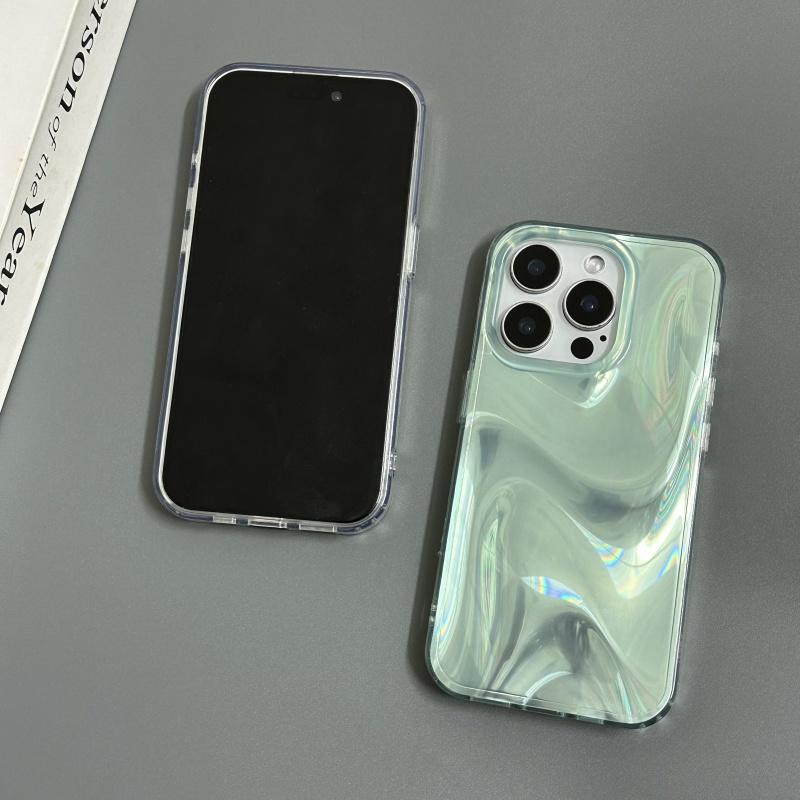 Fashion Gradient Water Ripple Pattern Phone Case For iPhone 17 16 15 14 13 Pro Max Satin IMD TPU Back Cover