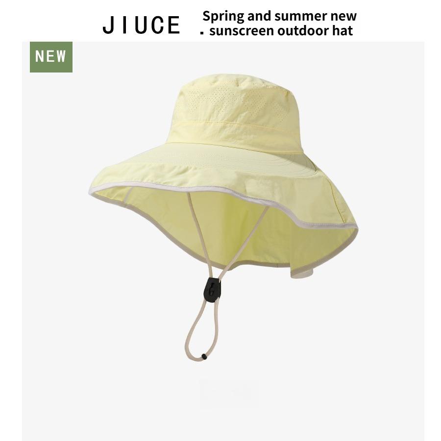1pc Unisex Outdoor Sun Hat with Ponytail Hole for Summer Uv Protection,Fashion Wide Brim Shawl Bucket Hat for Outdoor Activities
