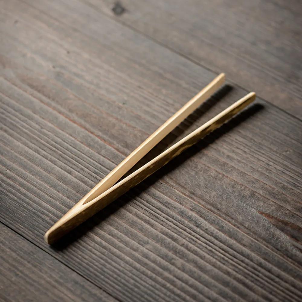 New Bamboo Wood Tea Clips Safe Straight Tea Utensil Tweezer Durable Food Toast Salad Tongs Kitchen