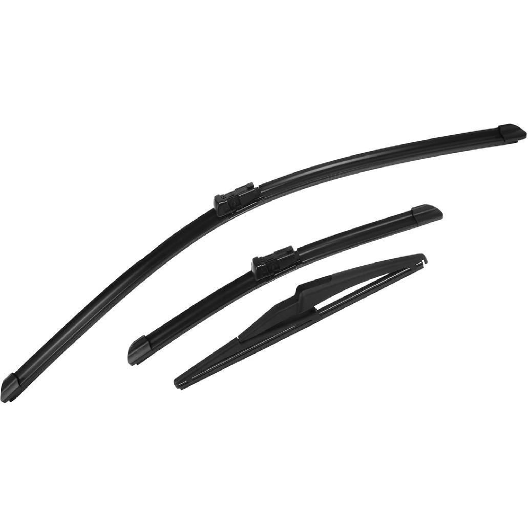 Motoforti 26  14  12  Front Rear Windshield Wiper Blade Set, for Fiat 500X 2014-2023, Rubber, Plastic, Black, 3pcs