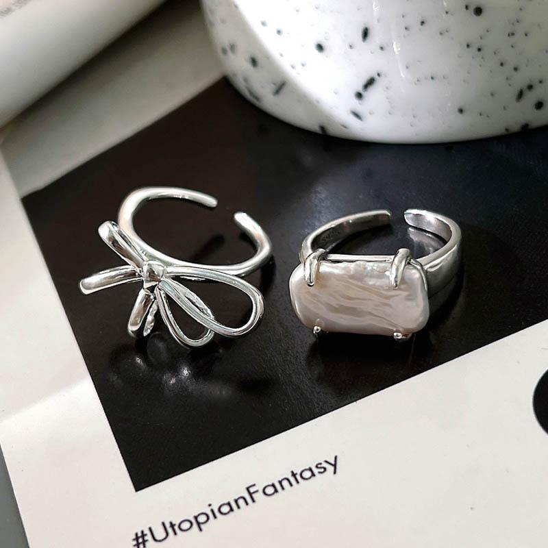 Xiaomi Original 925 Sterling Silver Stone Bow Rings For Women Counple Wedding Engagement Silver Women's Vintage Ring Fine Jewelry