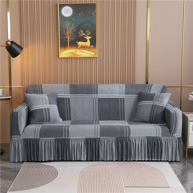 1/2/3/4 Seater Print Sofa Cover With Skirt Stretch Armchair Sofa Slipcover Elastic Chair Protector for Living Room
