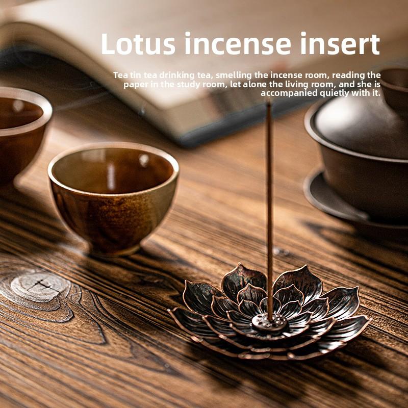Aluminium Alloy Incense Burner Stick Holder Plate Buddhism Lotus Censer Bronze Nasturtium Incense Burner