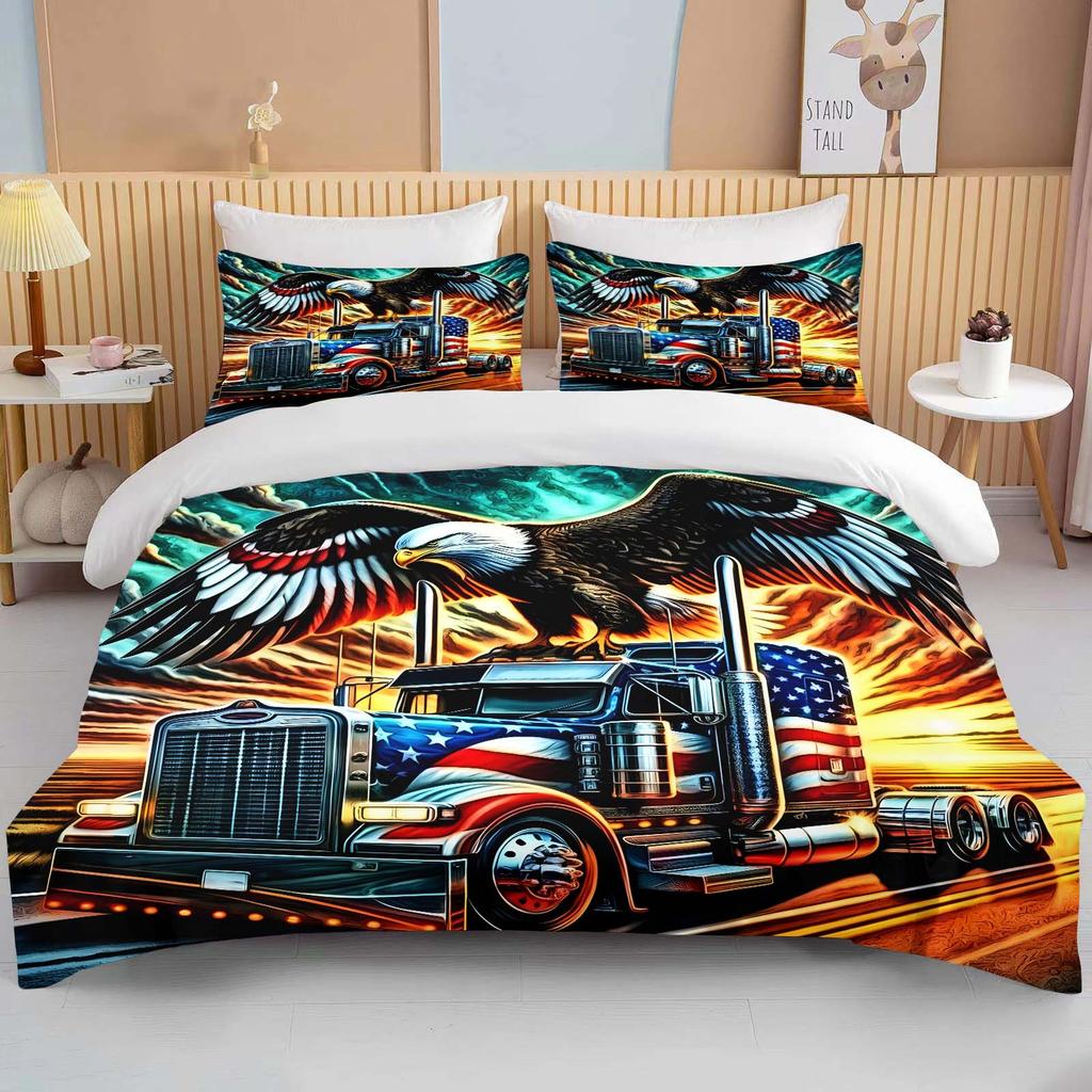 10 Sizes Great American Truck Eagle 3pcs Bedding Sets Duvet Set Comforter Bed Set Queen King Size Kids Boys Home Textiles Gift