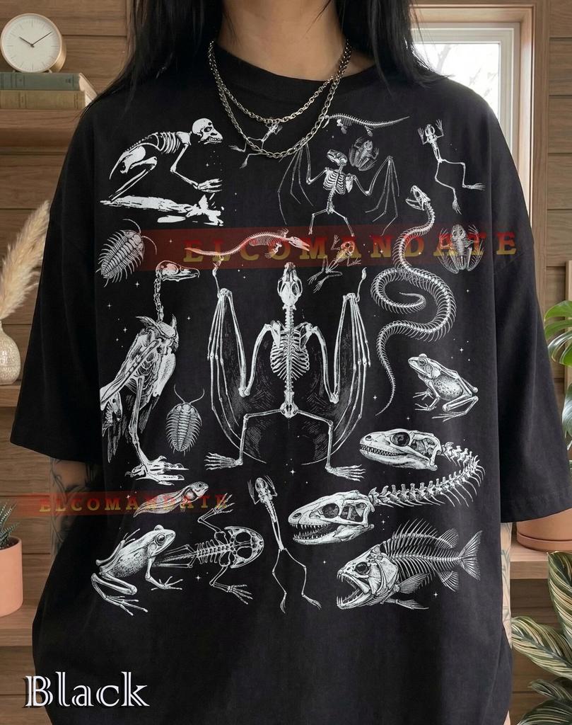 Vintage Animal Anatomy Skeletons 90s Comfort Colors® Tshirt, Retro Biology Graphic Faded Tee, Goth Science Streetwear Macabre Nature Gift