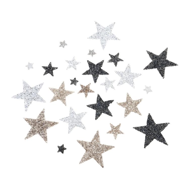 24Pcs Rhinestones Star Iron On Patches for Jeans Hat Bag Embellishment Clothing Decoration, Clothes Fabric Repair