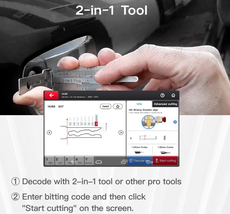 Xhorse Condor XC-MINI Plus II Key Cutting Machine Support Car Motorbike Household Keys with Free M3 and M5 Clamps