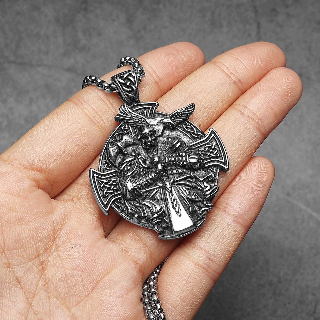 Cross Viking Amulets Crow Men Necklaces Stainless Steel Pendant Chain Women Punk Fashion Jewelry New Accessories Gifts Wholesale