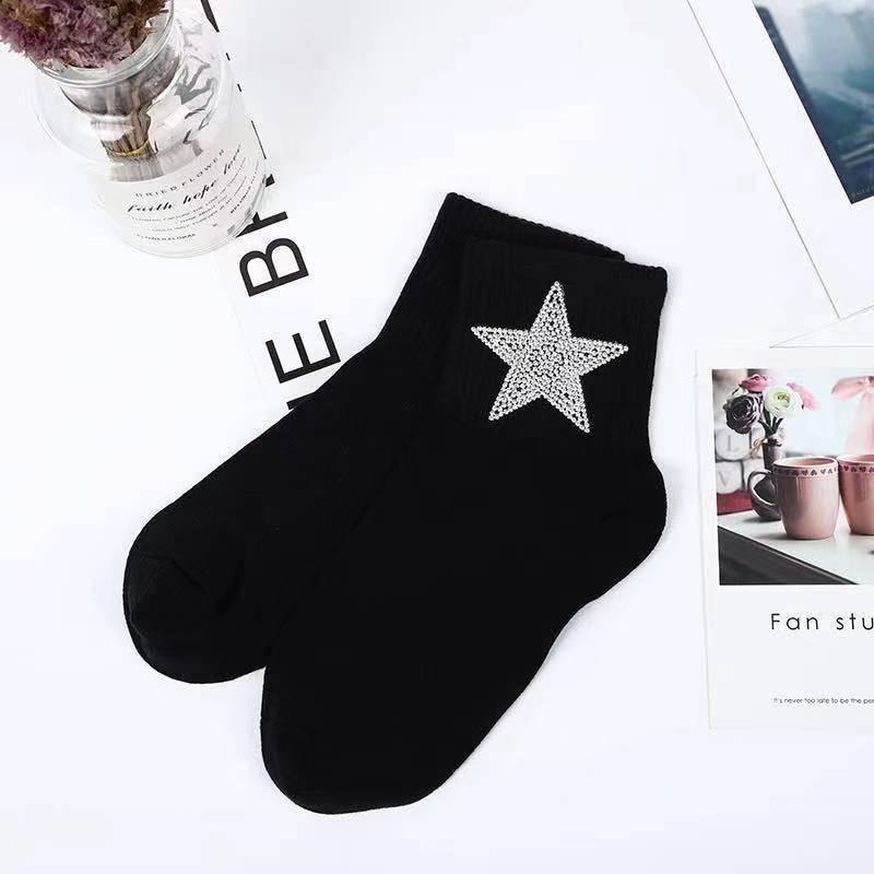 New Rhinestone Decorative Socks, Fashionable Diamond Sparkling Socks, Cute Cartoon Animal Pattern Comfortable Low Cut Socks