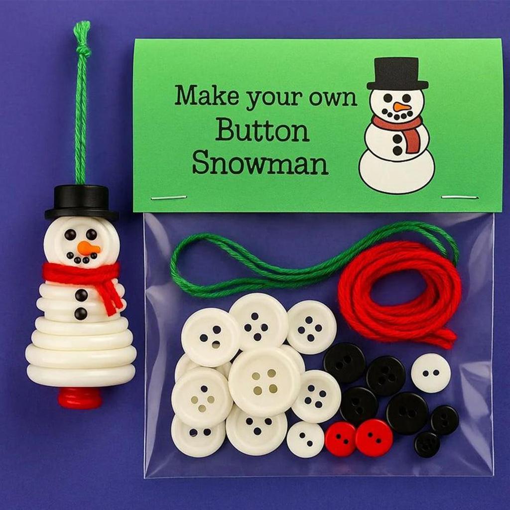 DIY Christmas Button Ornament Kit, Handmade Snowman Craft Set, Christmas Tree Decor Parties Windowsills Garden Lawn Porch Patio