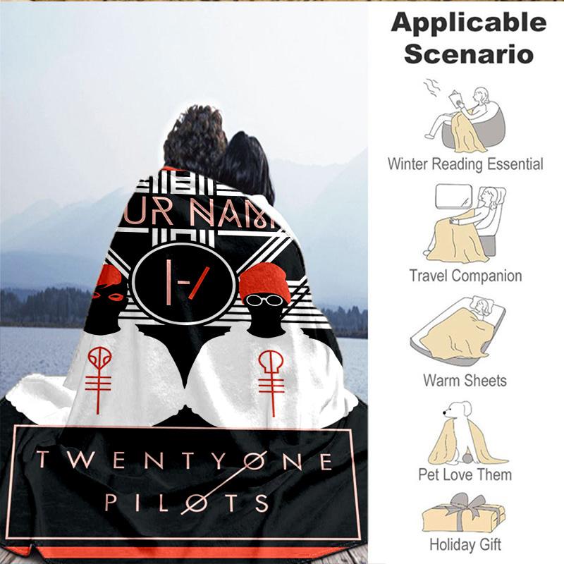 Custom Name Twenty One Pilots Music Evolution Blanket Bedding Blanket for Women Men, Soft Throw Blankets for Couch,Bed, picnic, Christmas gifts