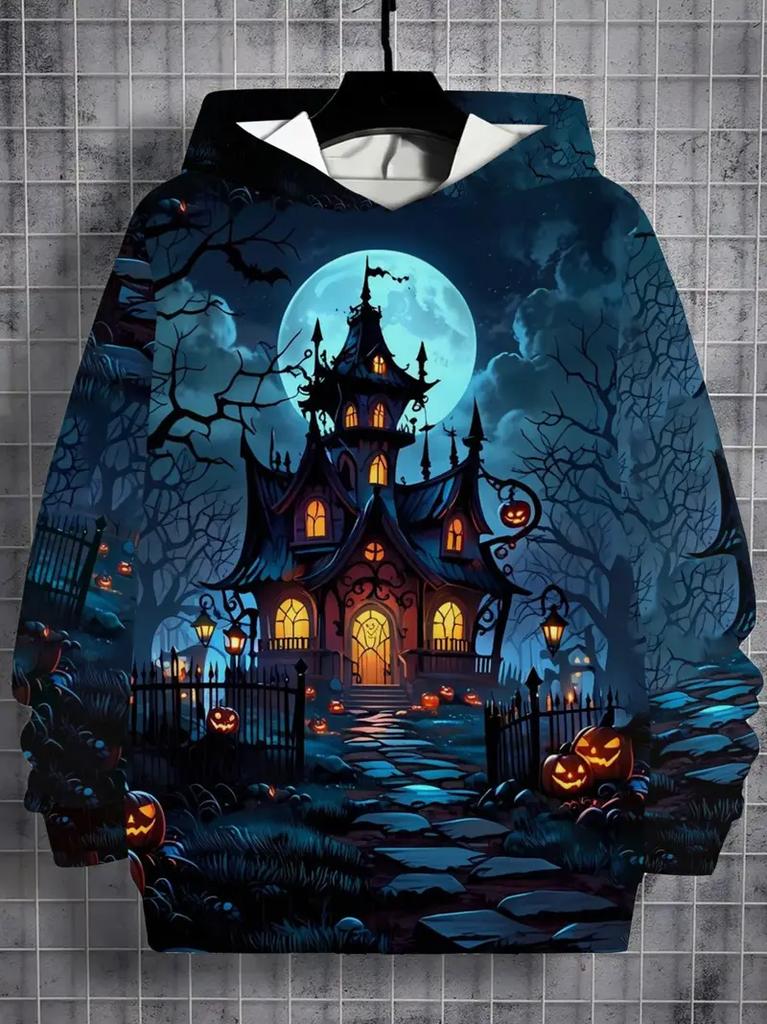 Halloween Men's Pattern Hoodie Pumpkin 3d Print Daily Classic Casual Pullover Vacation Outing Hoodie Long Sleeve Y2k Hooded