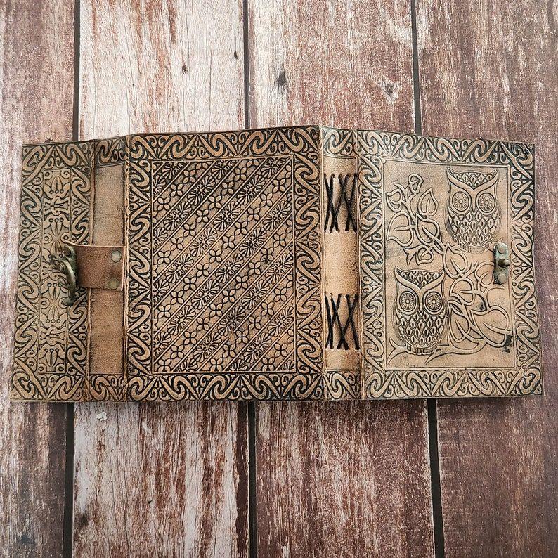 Owl Embossed Leather Dairy, Vintage Look Leather Journal, Leather Sketchbook, Notebook, Journal, Wedding Gift, Travel Personalized Gift.