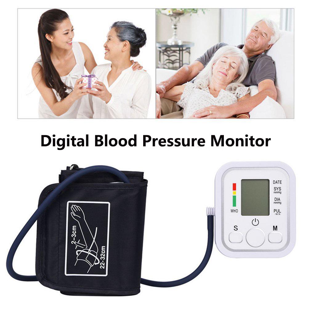 Portable Sphygmomanometer LCD Screen Digital Wrist Blood Pressure Monitor Heart Rate Pulse Meter Measure Household Use
