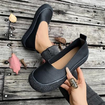 Womens Shoes Retro Leather Casual Shoes Classic Slip On Loafers Women Light Walking Flats Soft Comfortable Loafers Zapatos Mujer