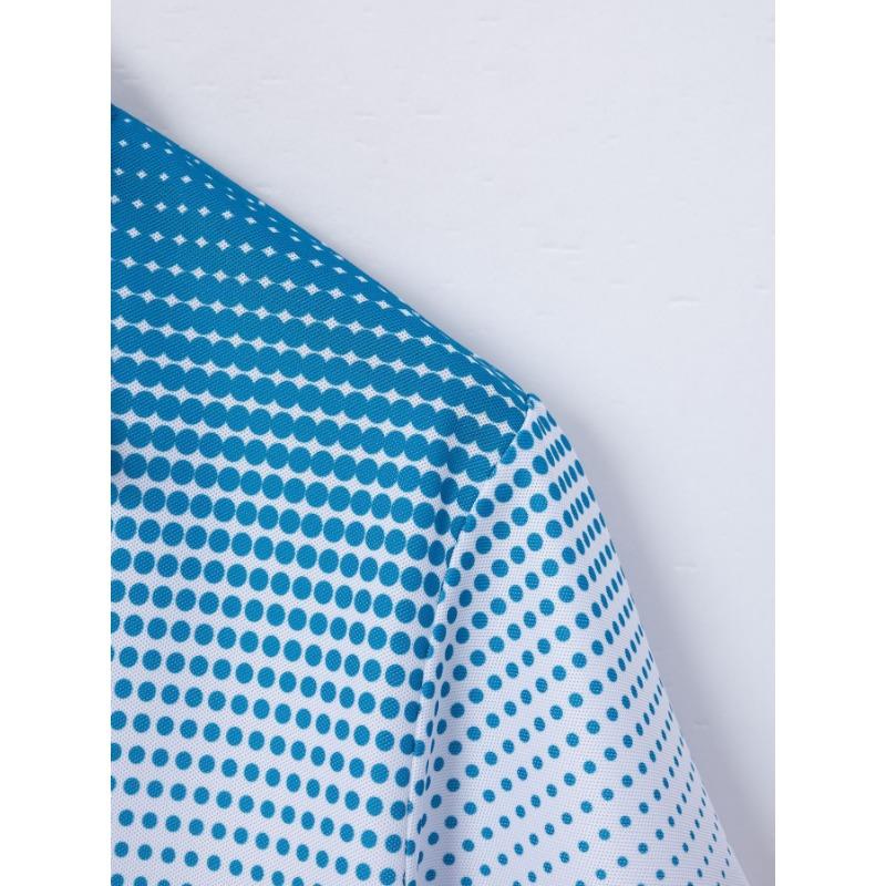Men Gradient Dot Short Sleeve Button Polo Shirt Casual Sports Mens Top