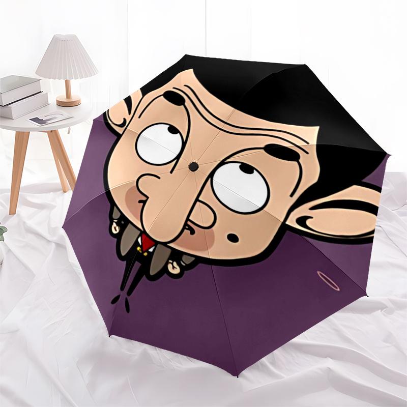 Mr.Bean Themed Travel Umbrella-8 Ribs Automatic Opening and Closing, Portable Folding Design, Compact and Stylish Umbrella Suitable for Outd