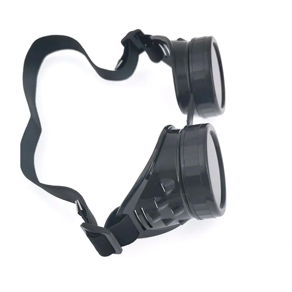 Steampunk Motorcycle Goggles with Spiked Rivets Vintage Round Cosplay Sunglasses for Welding and Cyber-Goths