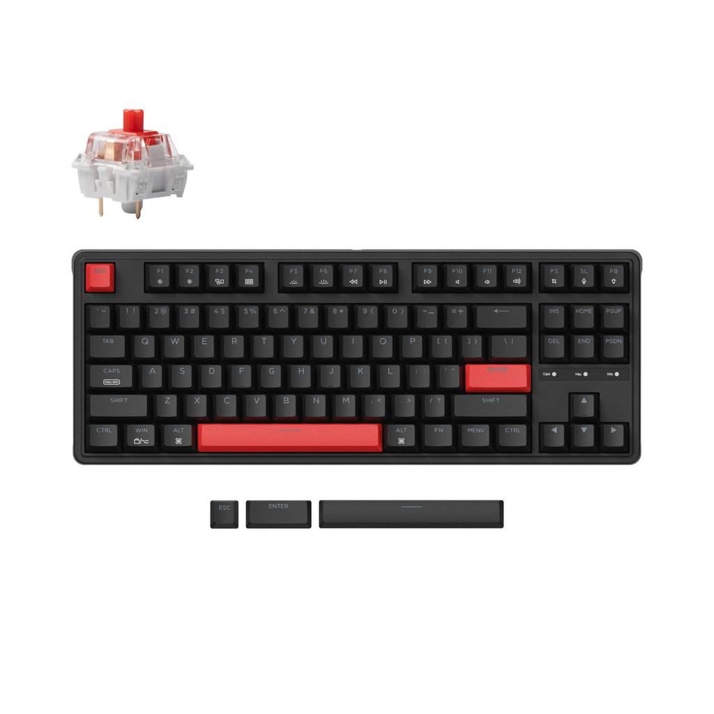 Keychron C3 Pro Custom Gaming Compact Tenkeyless LED Mechanical with and Linux K Pro Red Keyboard, Layout/US Layout/Red Backlight/Wired