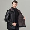 Winter genuine leather jacket for men, sheepskin jacket with velvet lapel, business casual jacket for middle-aged dad