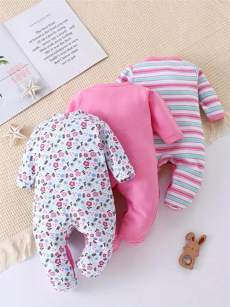 Reine Baumwolle Baby 3-teiliges Langarm-Strampler-Set - Frühling/Herbst Neugeborenen-Strampler