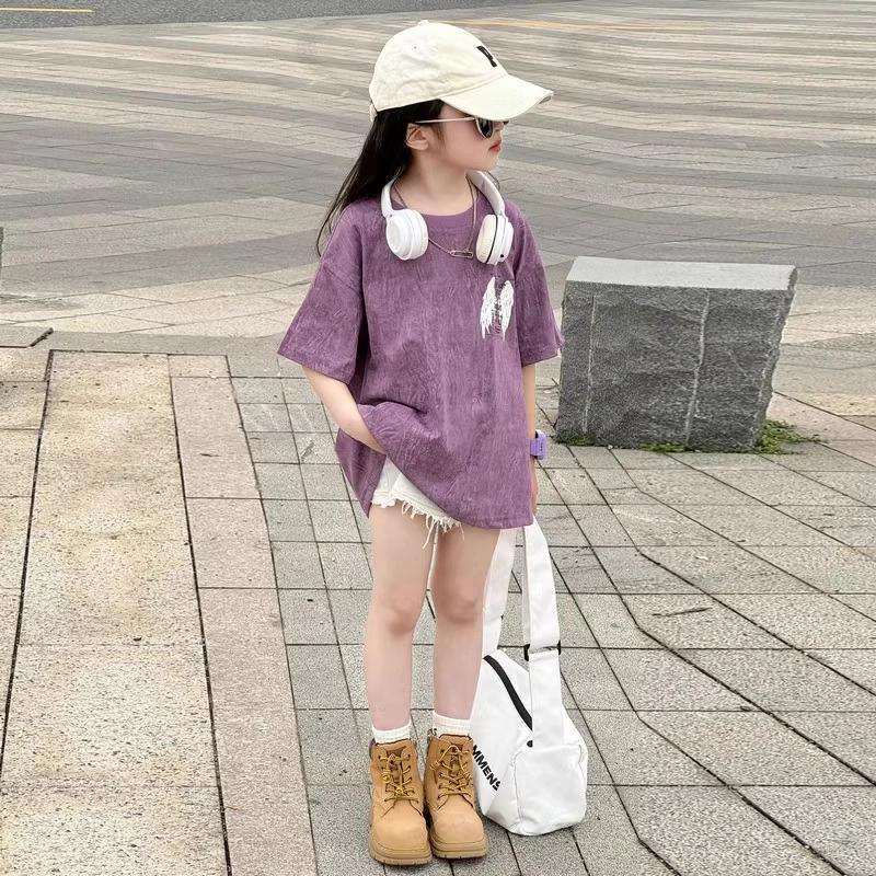 

Трендовая футболка с коротким рукавом в уличном стиле для девочек 2025 80 cm