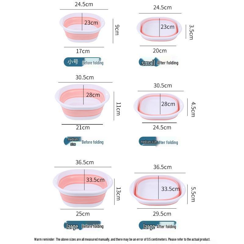 Foldable, Thickened Plastic Basin for Home Use: Face Wash, Veggie Washing, Portable Laundry - Retractable and Space-Saving Design.
