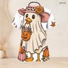 Top de uniforme de enfermera con estampado de caballo occidental, girasol, calabaza, otoño, Halloween, talla grande para mujer, cuello en V, manga corta