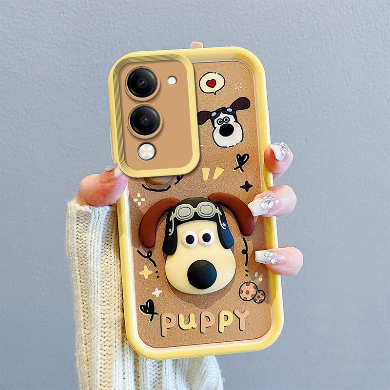 KEYSION Shockproof Case for VIVO Y04 with Lanyard Soft Silicone Cute 3D Cartoon Doll Phone Cover for VIVO Y29s 5G