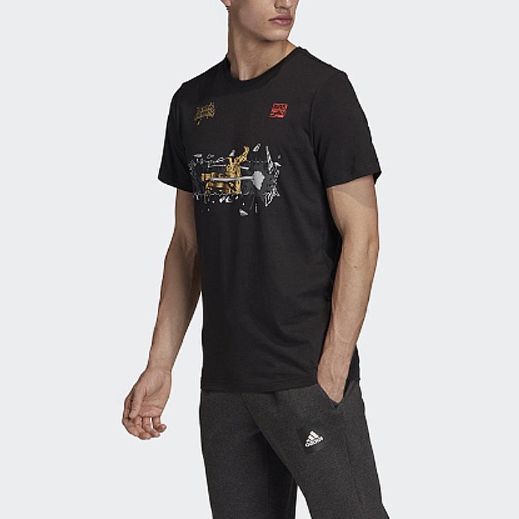 Adidas Marvel Black Panther Graphic Short Sleeve T-Shirt Men Tops FN1761