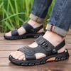 First layer cowhide sandals summer new men's platform non-slip shoes driving middle-aged cool slippers 2025