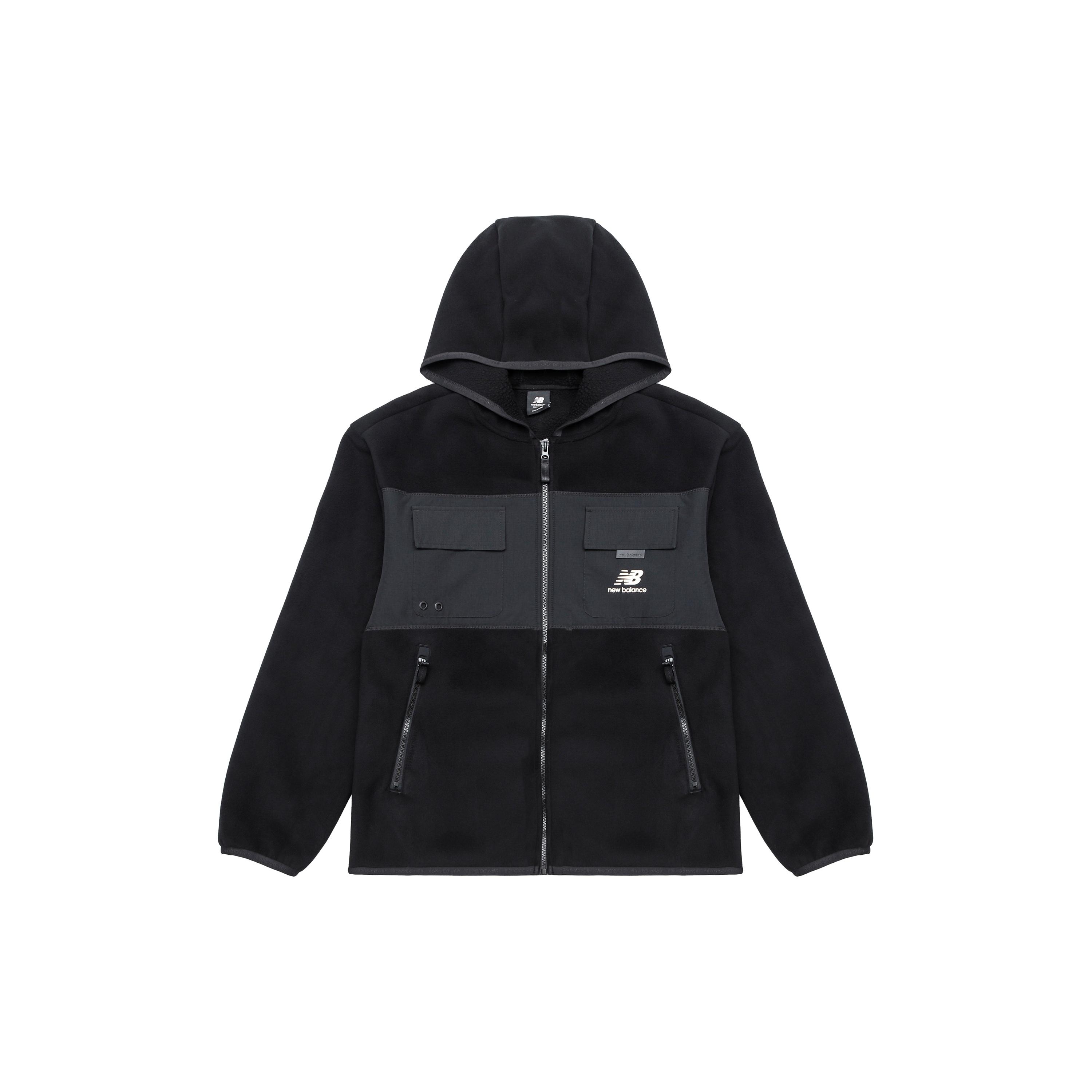New Balance Alphabet Splicing Contrasting Colors Hooded Jacket Asia Sizing  Black  Men s AMJ13382-BK L