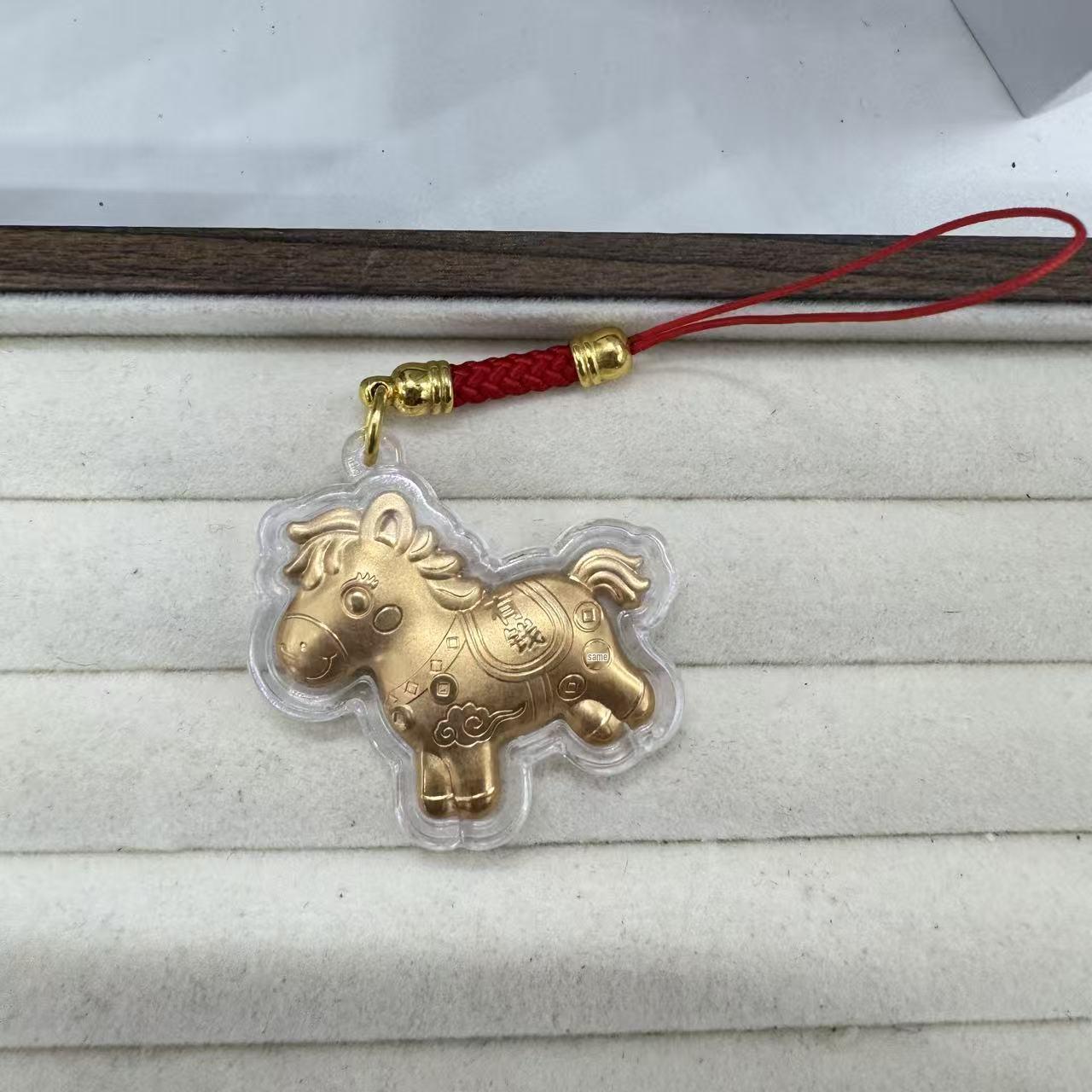 

999 Fine Gold Lucky Horse Keychain - Attract Wealth and Good Fortune Bag Charm & Car Pendant Without Gold