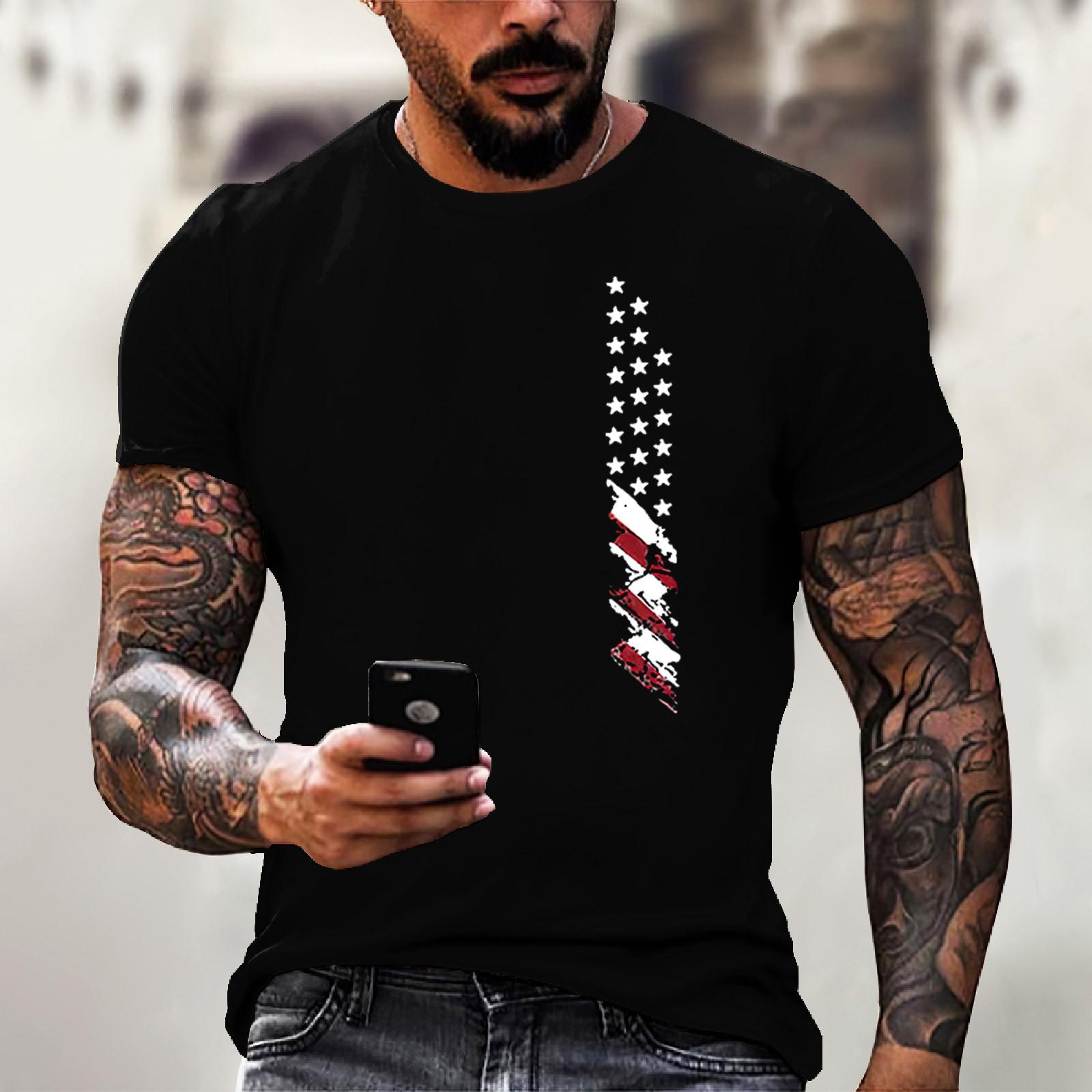Men s Independence Day Printed Short-sleeved T-shirt XL