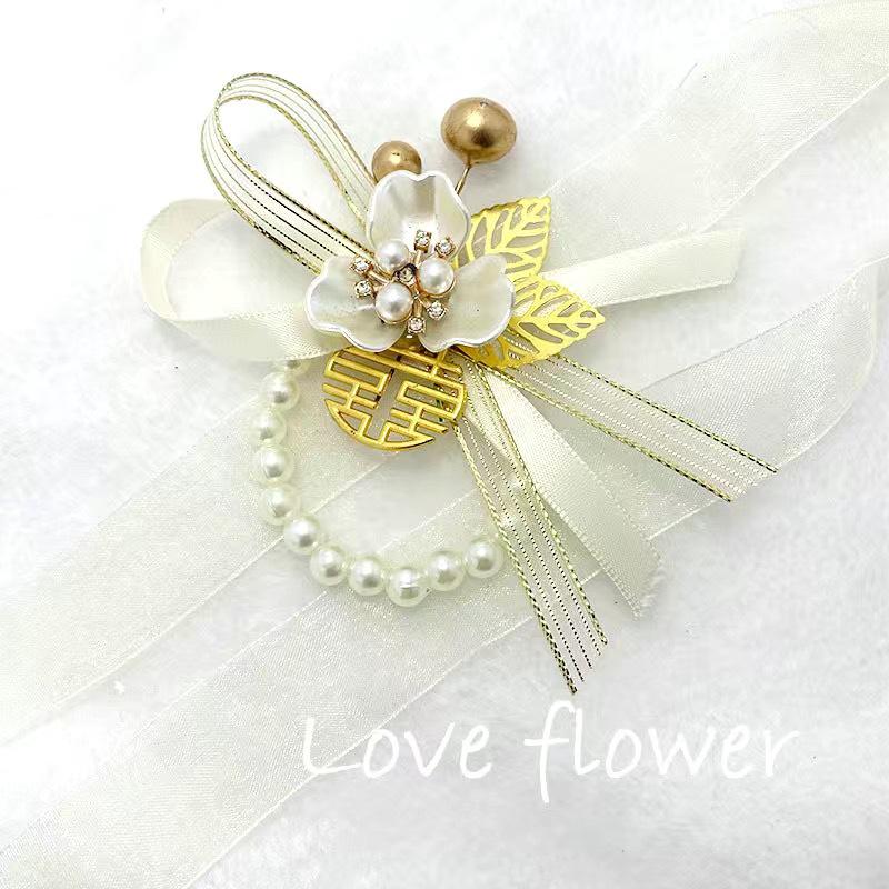 Bridesmaid Pink Rose Corsage Bracelet - Wedding Flower Accessory