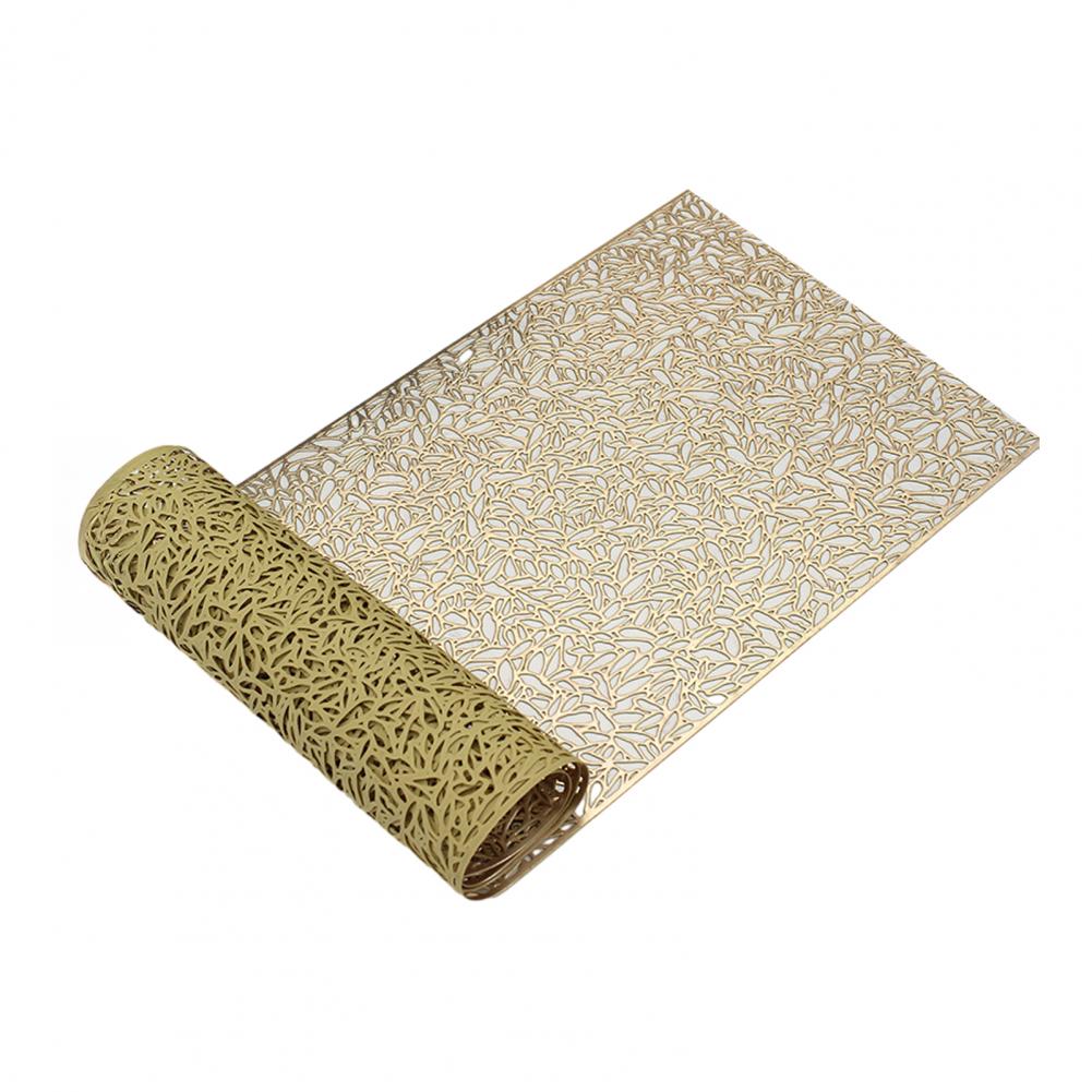 Термостойкая скатерть-дорожка, жаропрочная скатерть-дорожка, ПВХ скатерть-дорожка с вырезами, высокотемпературная пищевая подставка золотистый