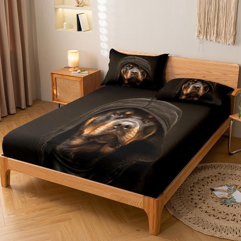 

Набор простыней на резинке с рисунком собаки в шляпе, 3 шт. - Мягкое и удобное украшение для спальни, гостевой комнаты и общежития, постельное белье, комплект покрывал 90x190x25cm 2pcs