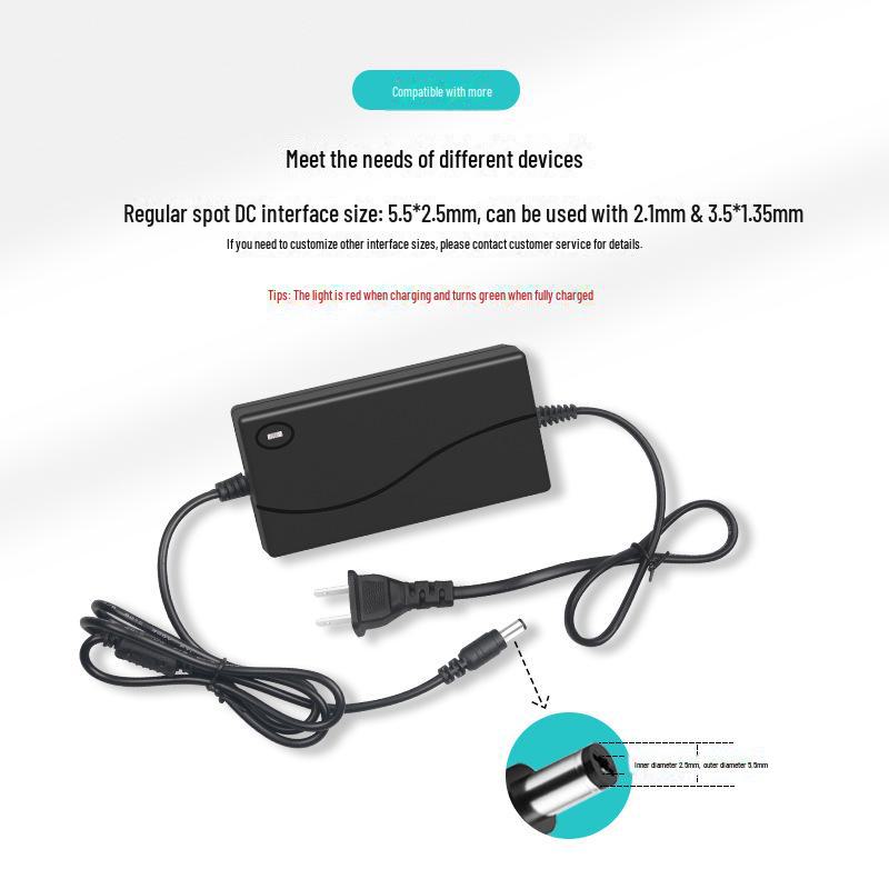 12.6V 3A Lithium Battery Charger for 3-String 18650 Batteries - Compatible with Electric Screwdriver, Hand Drill, and Light